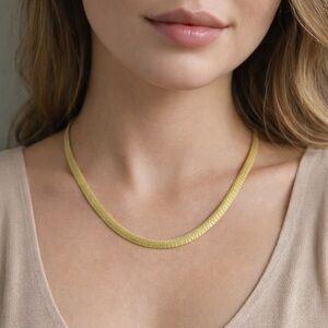 925 Sterling Silver Shiny Gold Plated Flexible BS Necklace Italy 18in lg